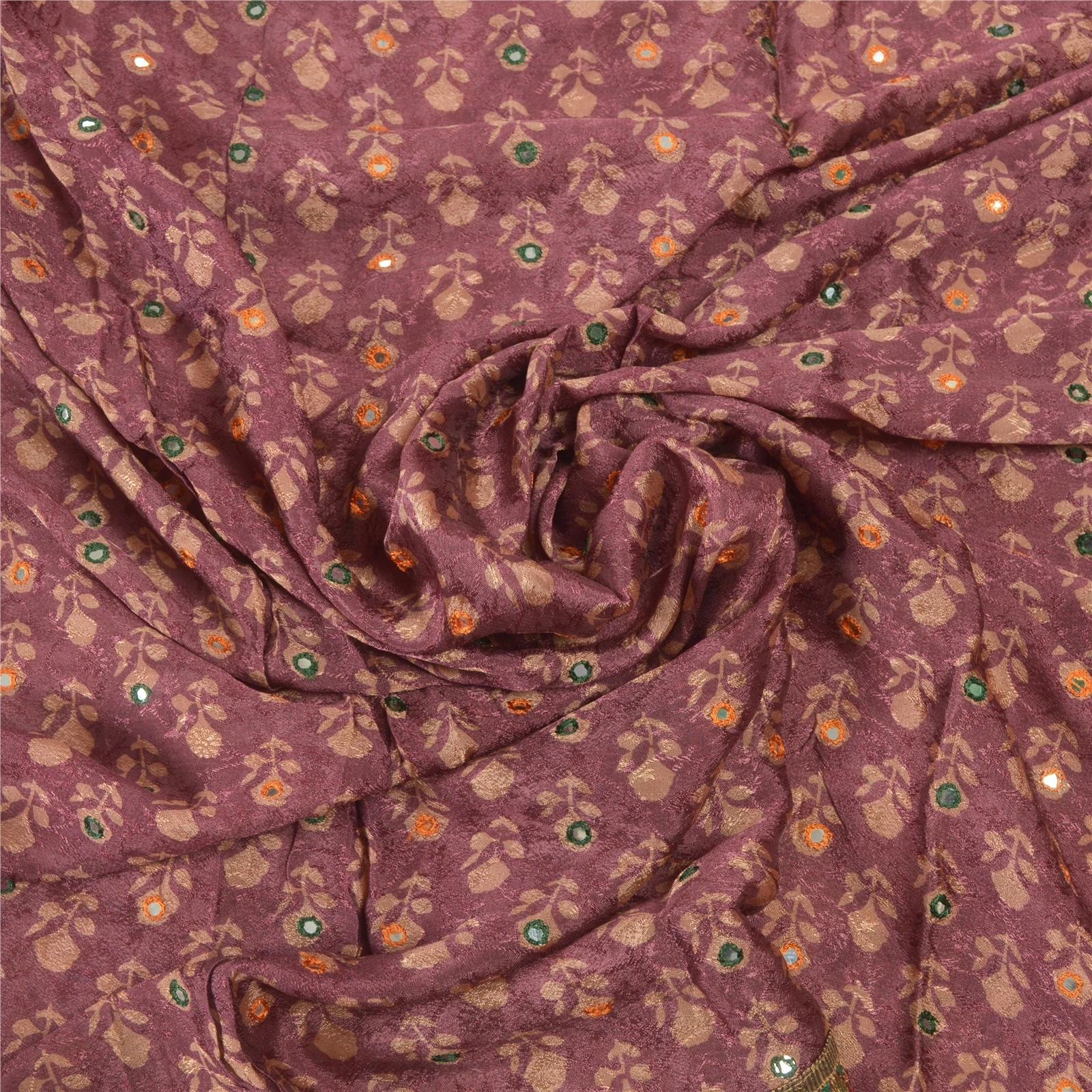 Sanskriti Vintage Purple Sarees Blend Silk Handmade Woven Sari Premium Fabric, PS-55671-Purple-Patch Work-Blend Silk-6