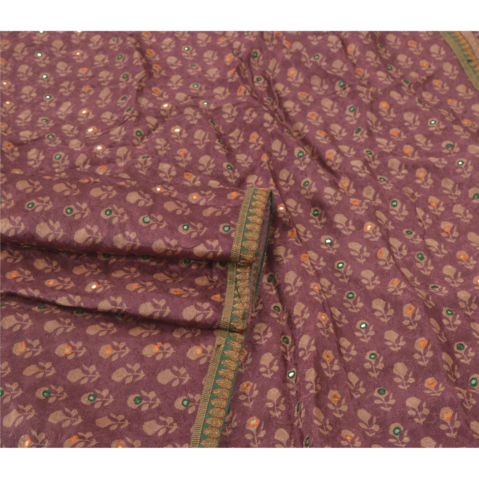 Sanskriti Vintage Purple Sarees Blend Silk Handmade Woven Sari Premium Fabric, PS-55671-Purple-Patch Work-Blend Silk-7