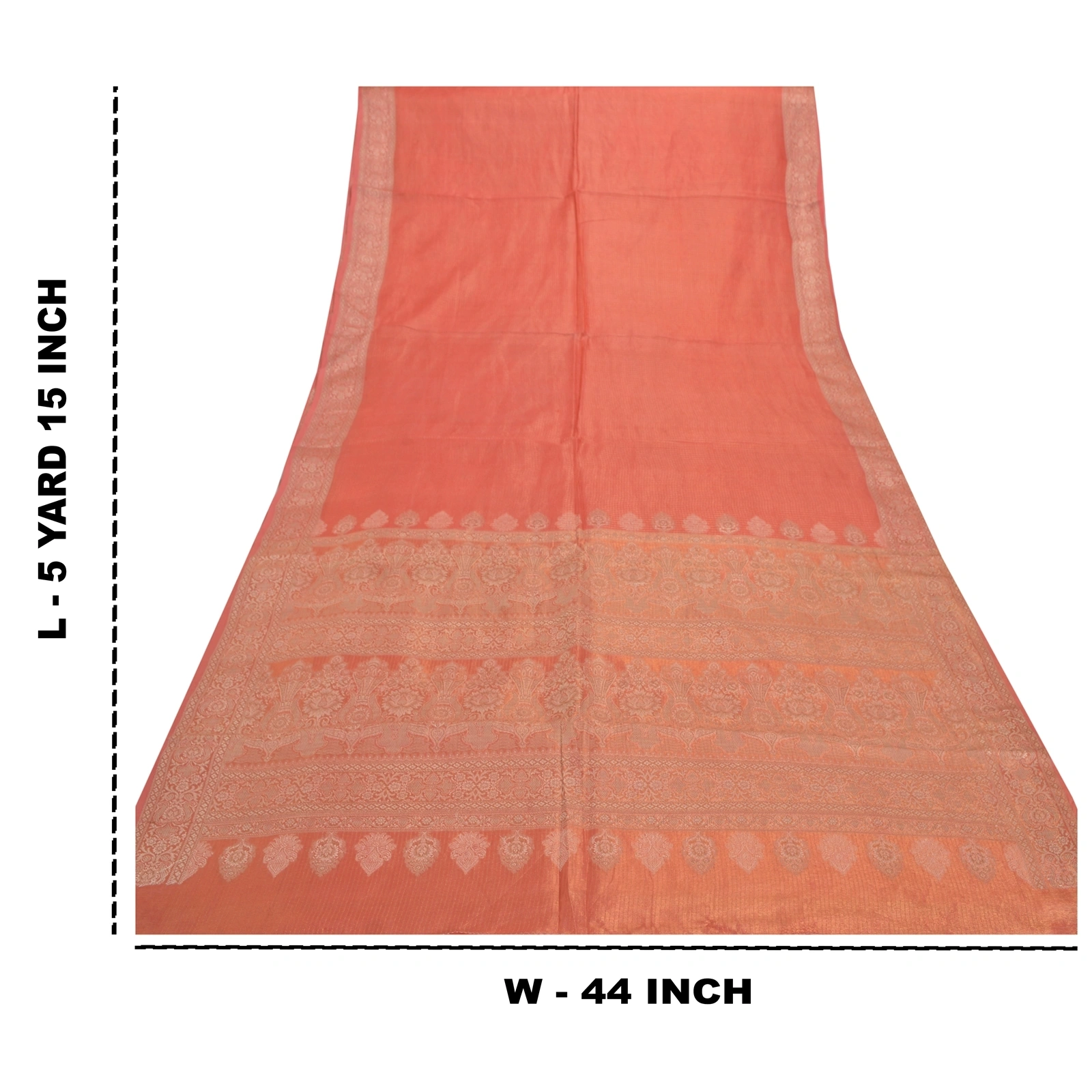 Sanskriti Vintage Orange Indian Sari Blend Silk Woven Sarees Craft 5 Yard Fabric, PS-55676-Shade Of Orange-Woven Work-Blend Silk-1