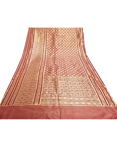 Sanskriti Vintage Red Sarees Blend Silk Woven Sari Craft Premium 5 Yard Fabric, PS-55748-Red-Woven Work-Blend Silk-8