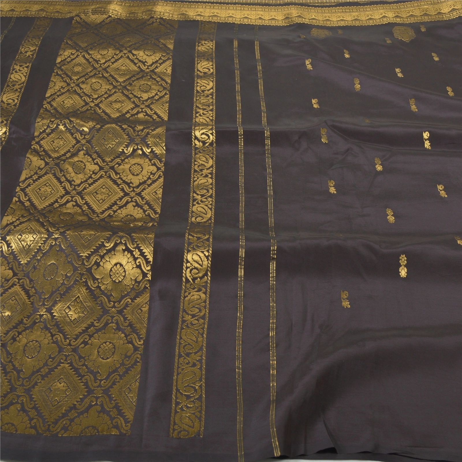 Sanskriti Vintage Dark Brown Sari Art Silk Woven Brocade Craft Sarees Fabric, PS-55766-Dark Brown-Zari Work-Art (Artificial) Silk-3