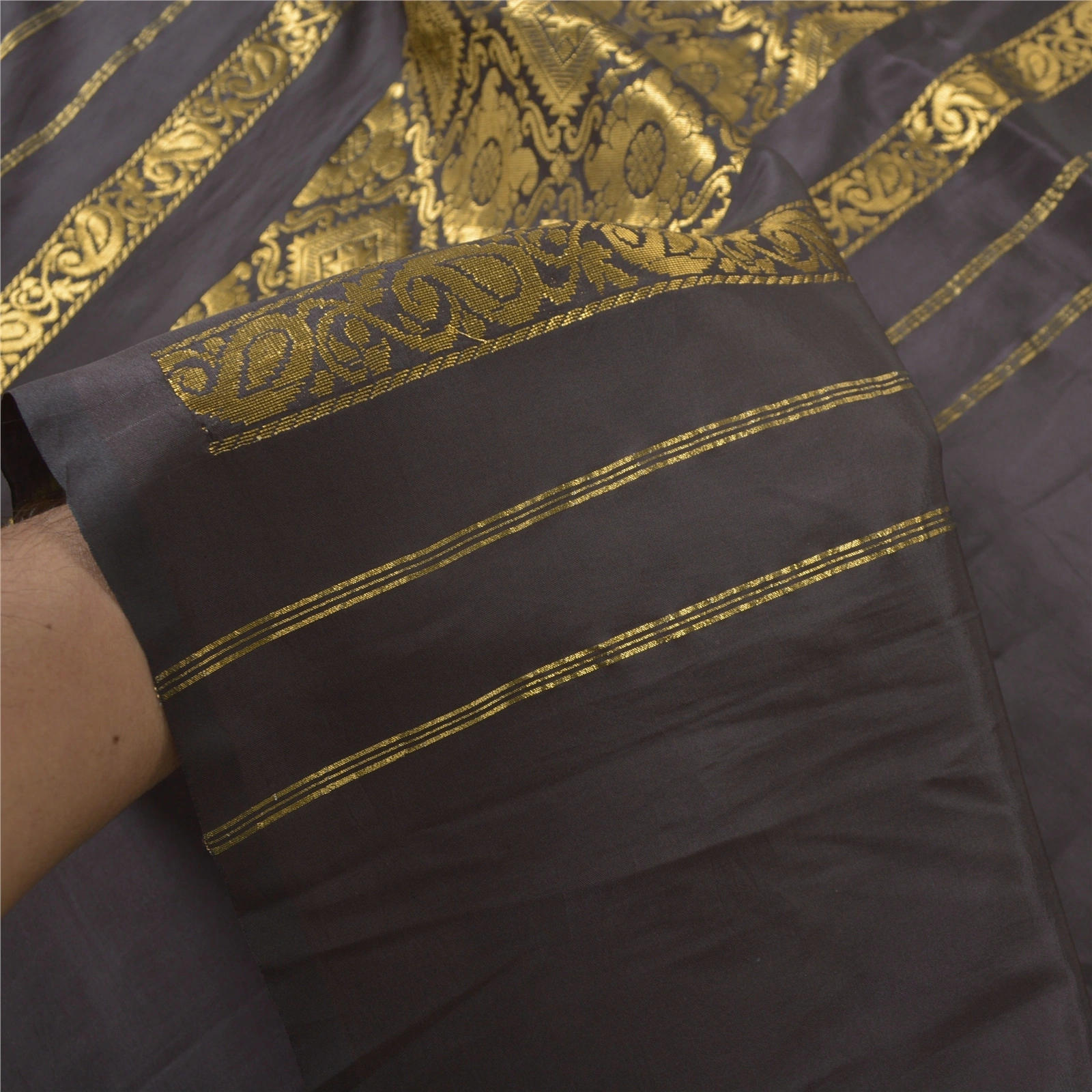 Sanskriti Vintage Dark Brown Sari Art Silk Woven Brocade Craft Sarees Fabric, PS-55766-Dark Brown-Zari Work-Art (Artificial) Silk-5