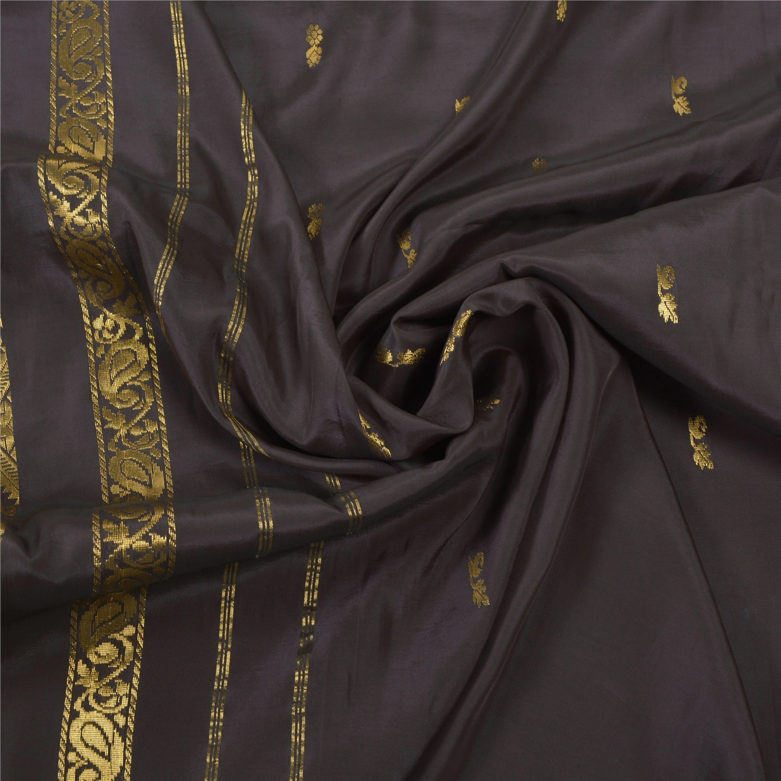 Sanskriti Vintage Dark Brown Sari Art Silk Woven Brocade Craft Sarees Fabric, PS-55766-Dark Brown-Zari Work-Art (Artificial) Silk-6