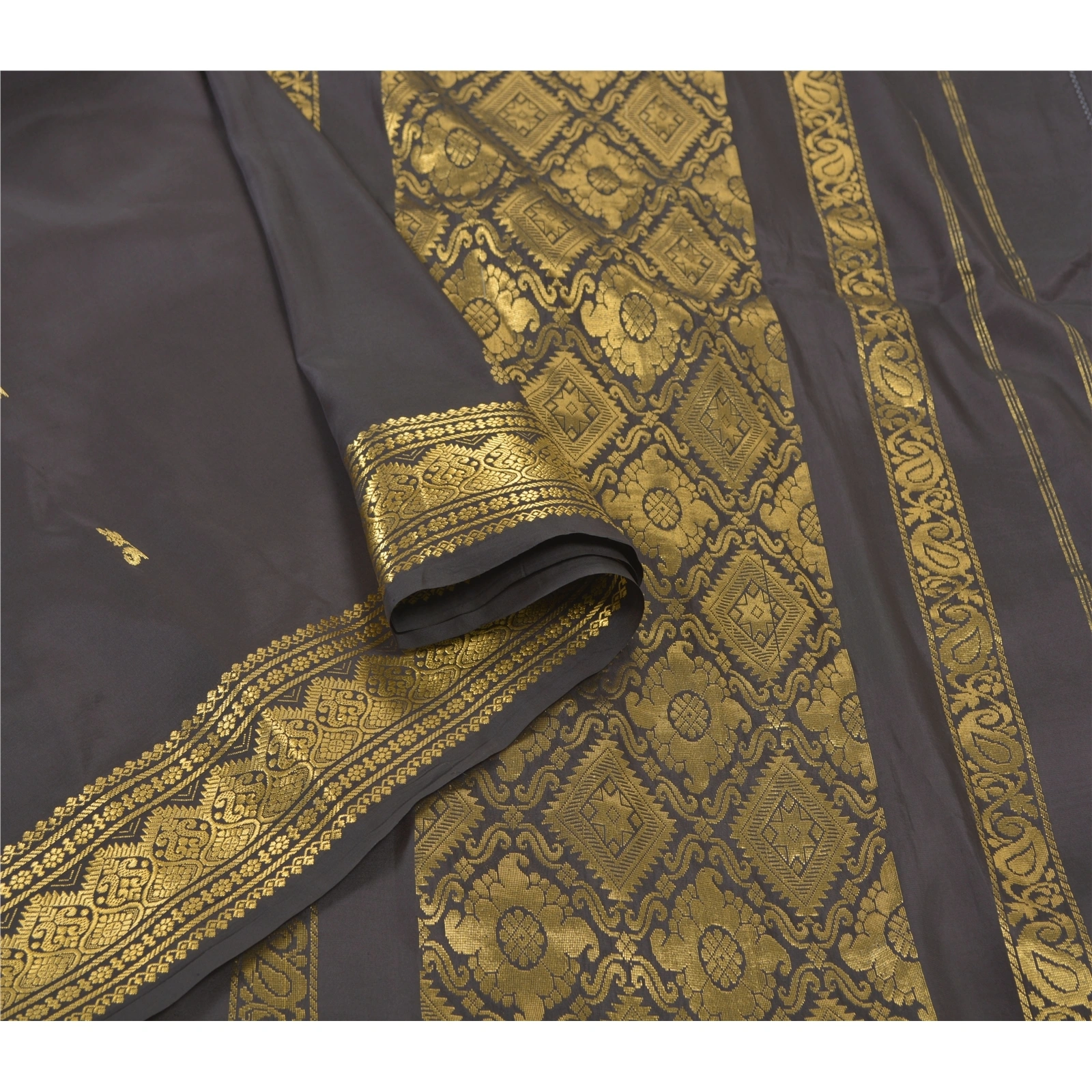 Sanskriti Vintage Dark Brown Sari Art Silk Woven Brocade Craft Sarees Fabric, PS-55766-Dark Brown-Zari Work-Art (Artificial) Silk-9