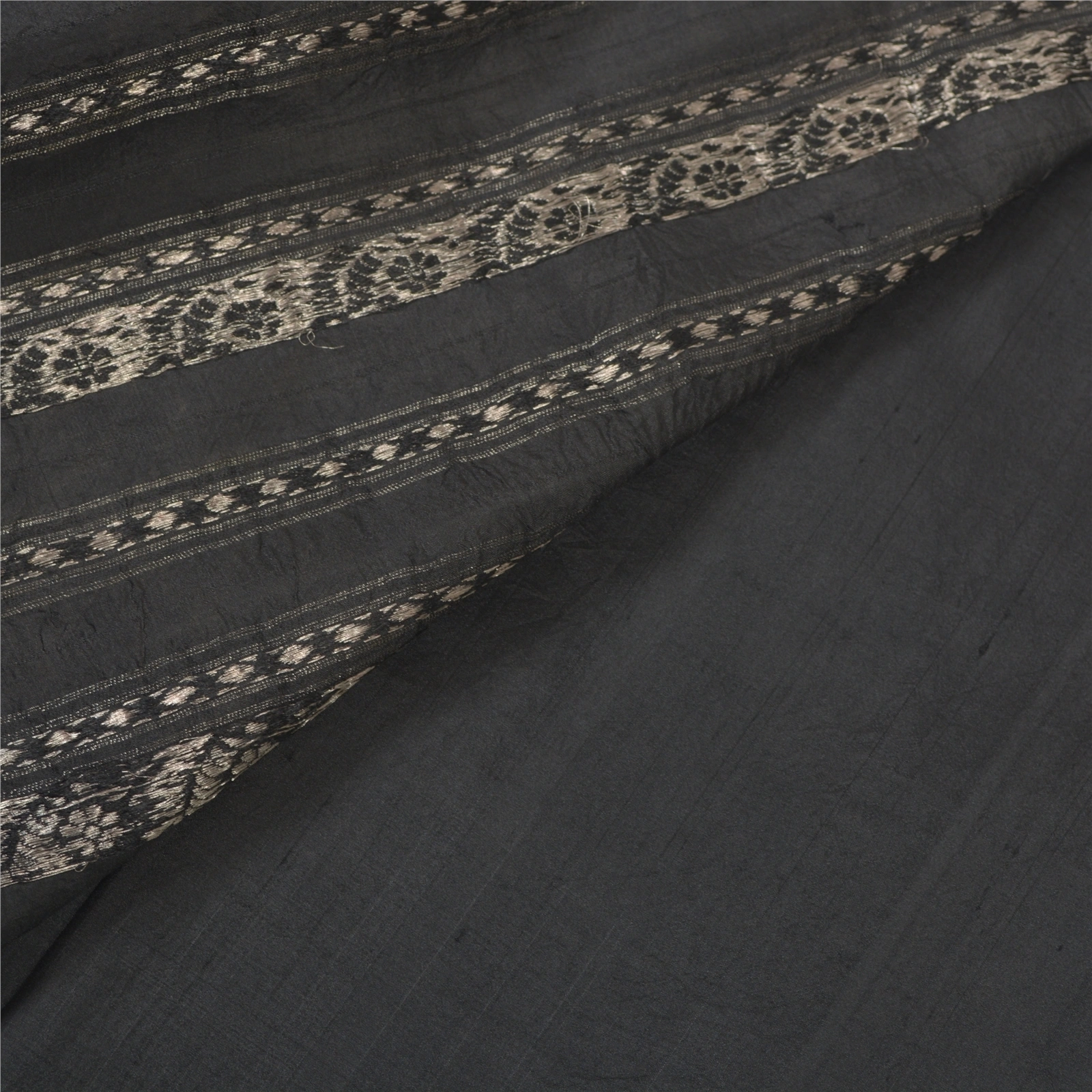 Sanskriti Vintage Black Sarees 100% Pure Silk Sari Woven Brocade Premium Fabric, PS-55796-Black-Zari Work-100% Pure Silk-2