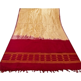 Sanskriti Vintage Indian Sarees Art Silk Woven Cream Craft Fabric Premium Sari, PS-47693