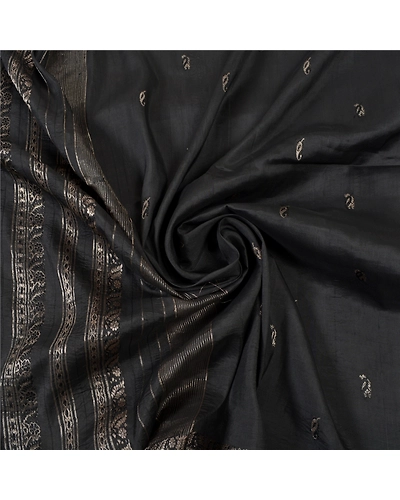 Sanskriti Vintage Black Sarees 100% Pure Silk Sari Woven Brocade Premium Fabric, PS-55796-Black-Zari Work-100% Pure Silk-6