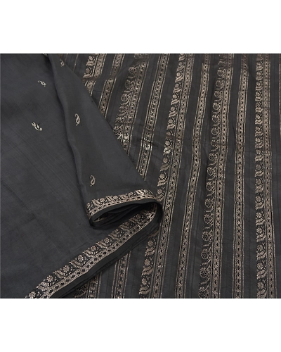 Sanskriti Vintage Black Sarees 100% Pure Silk Sari Woven Brocade Premium Fabric, PS-55796-Black-Zari Work-100% Pure Silk-9