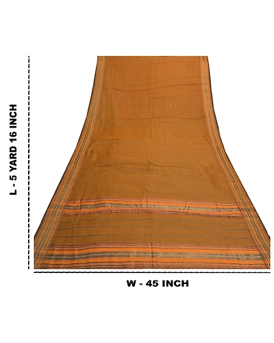 Sanskriti Vintage Mustard Indian Sari Pure Cotton Woven Sarees Premium Fabric, PS-55843-Mustard-Woven Work-100% Pure Cotton-1