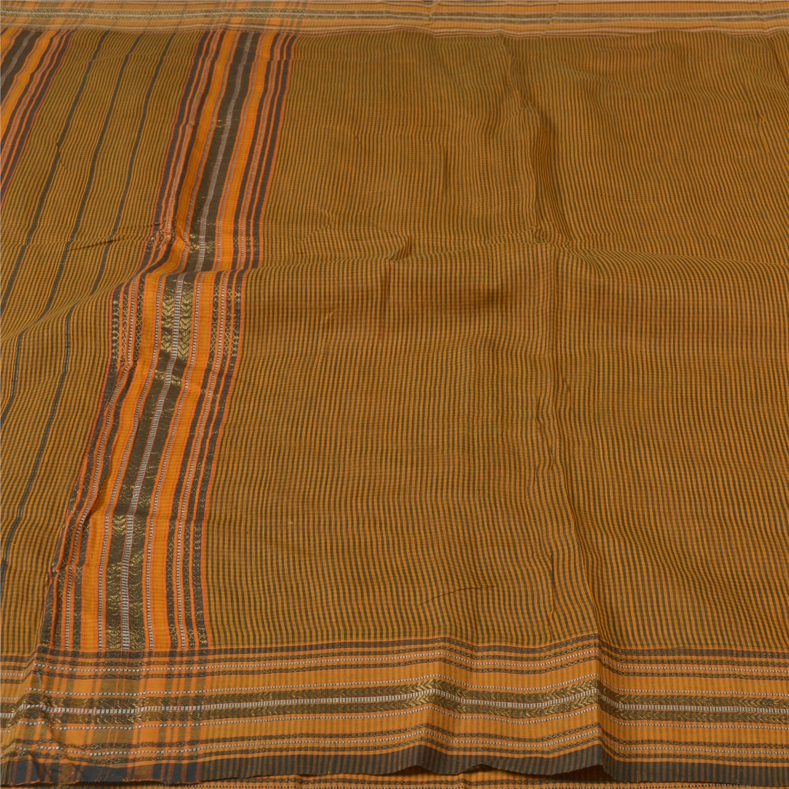 Sanskriti Vintage Mustard Indian Sari Pure Cotton Woven Sarees Premium Fabric, PS-55843-Mustard-Woven Work-100% Pure Cotton-3