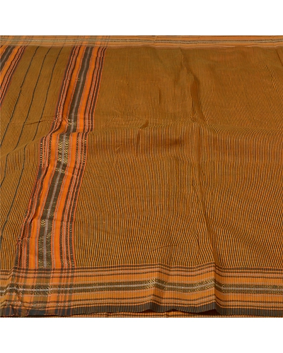 Sanskriti Vintage Mustard Indian Sari Pure Cotton Woven Sarees Premium Fabric, PS-55843-Mustard-Woven Work-100% Pure Cotton-3