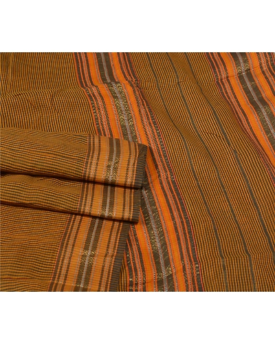 Sanskriti Vintage Mustard Indian Sari Pure Cotton Woven Sarees Premium Fabric, PS-55843-Mustard-Woven Work-100% Pure Cotton-7