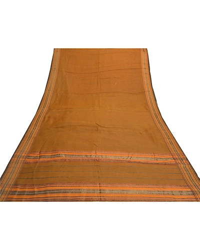 Sanskriti Vintage Mustard Indian Sari Pure Cotton Woven Sarees Premium Fabric, PS-55843-Mustard-Woven Work-100% Pure Cotton-8