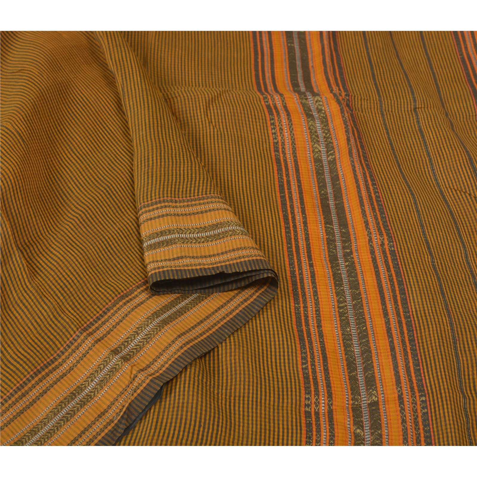 Sanskriti Vintage Mustard Indian Sari Pure Cotton Woven Sarees Premium Fabric, PS-55843-Mustard-Woven Work-100% Pure Cotton-9