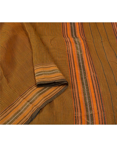 Sanskriti Vintage Mustard Indian Sari Pure Cotton Woven Sarees Premium Fabric, PS-55843-Mustard-Woven Work-100% Pure Cotton-9