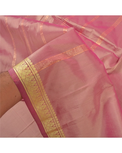 Sanskriti Vintage Pink Sarees Art Silk Woven Sari Premium Craft 5 Yard Fabric, PS-55913-Pink-Woven Work-Art (Artificial) Silk-4