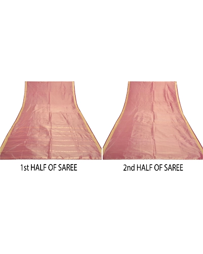 Sanskriti Vintage Pink Sarees Art Silk Woven Sari Premium Craft 5 Yard Fabric, PS-55913-Pink-Woven Work-Art (Artificial) Silk-5