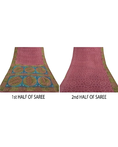 Sanskriti Vintage Purple Indian Sari Pure Silk Hand Woven Sarees Craft Fabric, PS-56066-Purple-Hand Woven Work-100% Pure Silk-5