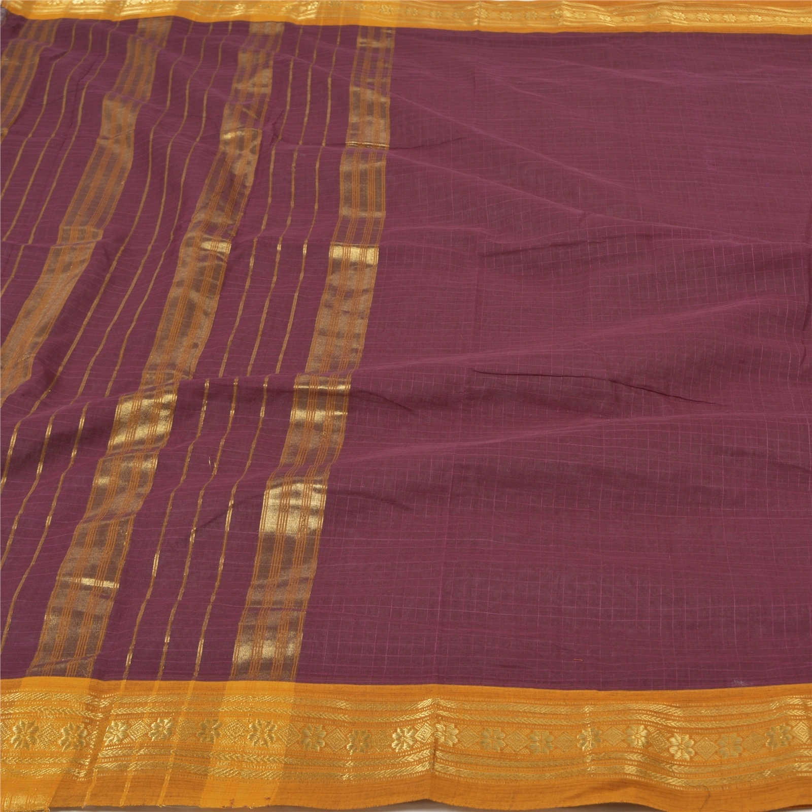 Sanskriti Vintage Purple Sarees Pure Cotton Woven Chettinad/Kandangi Sari Fabric, PS-56077-Purple-Woven Work-100% Pure Cotton-3