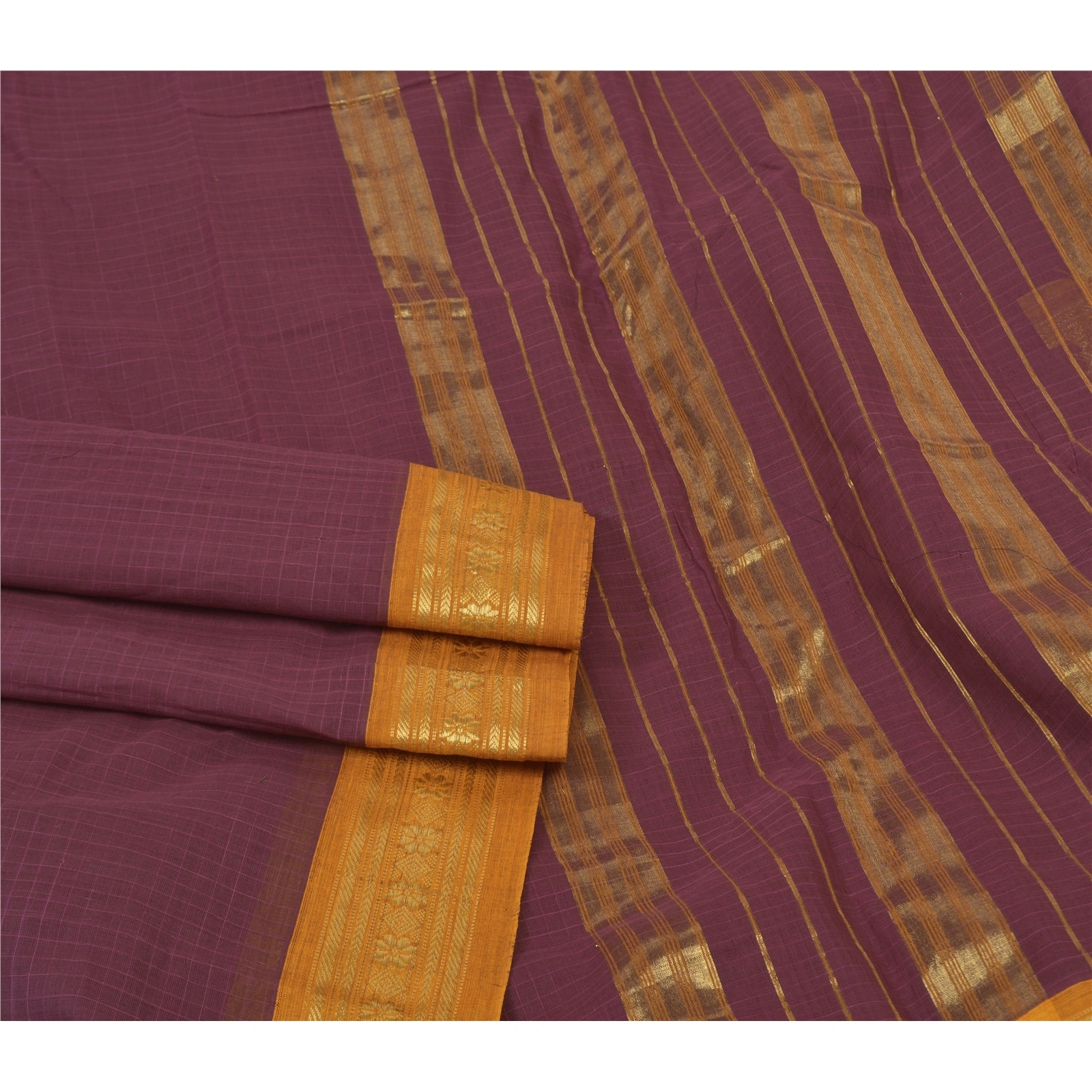 Sanskriti Vintage Purple Sarees Pure Cotton Woven Chettinad/Kandangi Sari Fabric, PS-56077-Purple-Woven Work-100% Pure Cotton-7