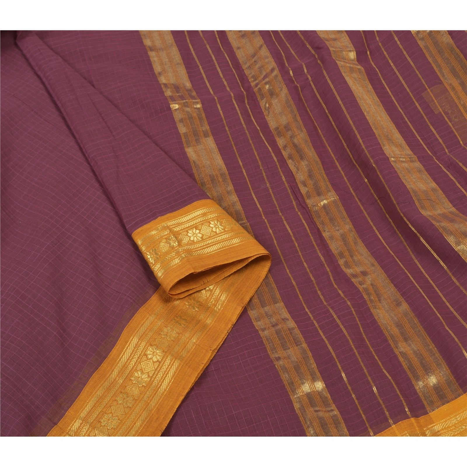 Sanskriti Vintage Purple Sarees Pure Cotton Woven Chettinad/Kandangi Sari Fabric, PS-56077-Purple-Woven Work-100% Pure Cotton-9