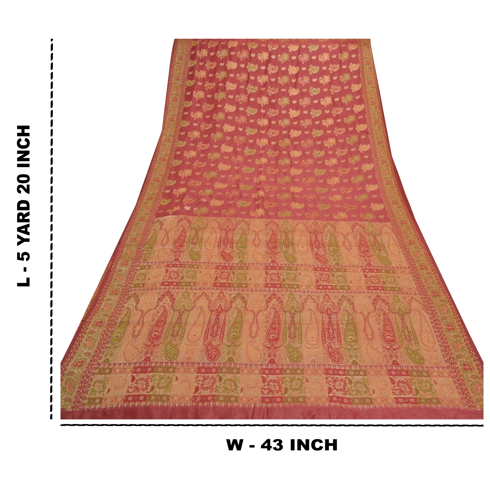 Sanskriti Vintage Red Indian Sari Pure Silk Woven Premium Sarees Craft Fabric, PS-56108-Red-Woven Work-100% Pure Silk-1