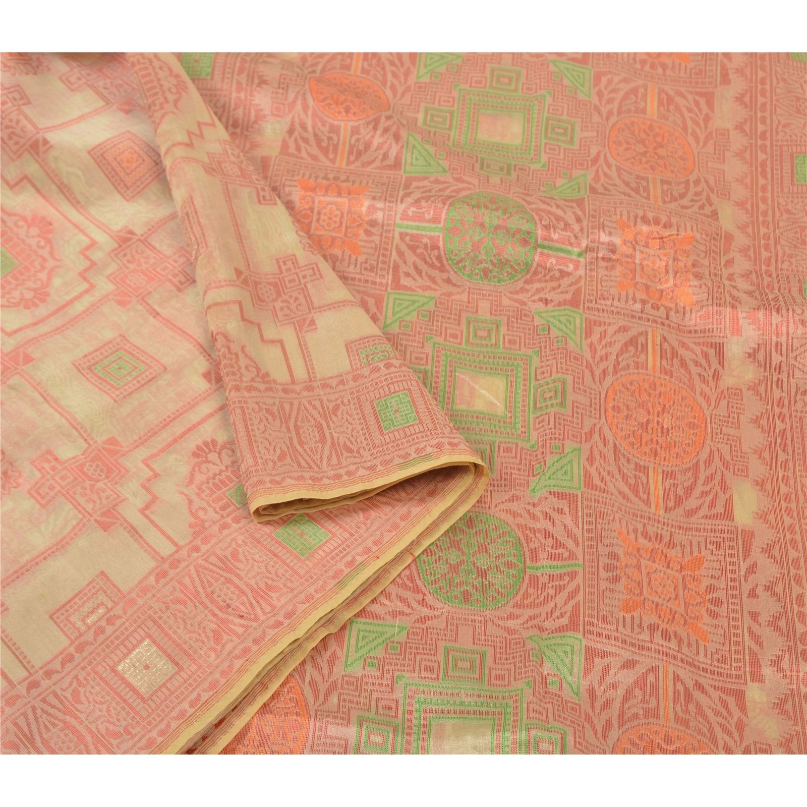 Sanskriti Vintage Cream Sarees Art Silk Woven Premium Sari Craft 5 Yard Fabric, PS-56156-Cream-Woven Work-Art (Artificial) Silk-9