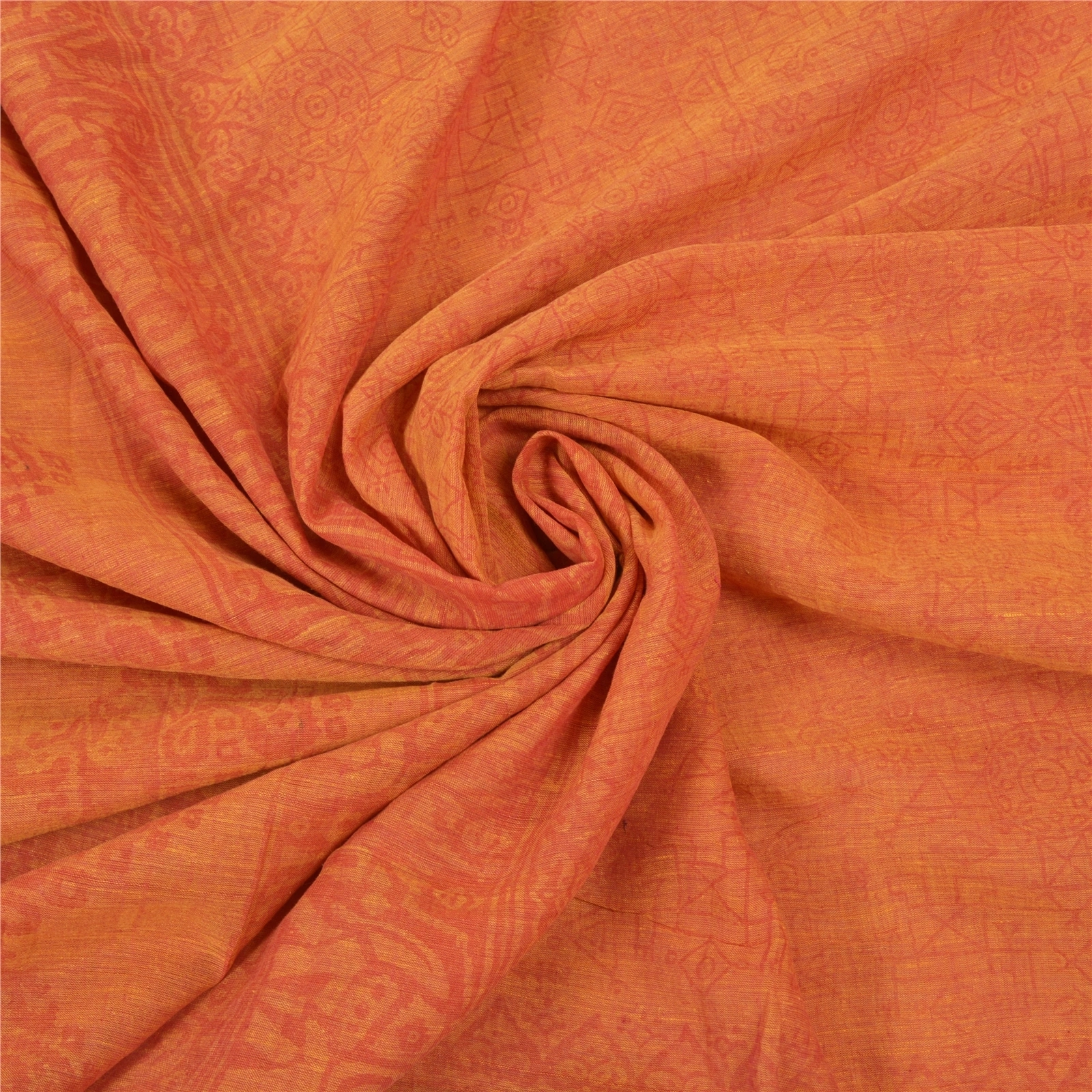 Sanskriti Vintage Sambalpuri Ikat Sarees Handwoven Pure Cotton Sari Fabric, PS-56164-Shade Of Orange-Ikat Work-100% Pure Cotton-6