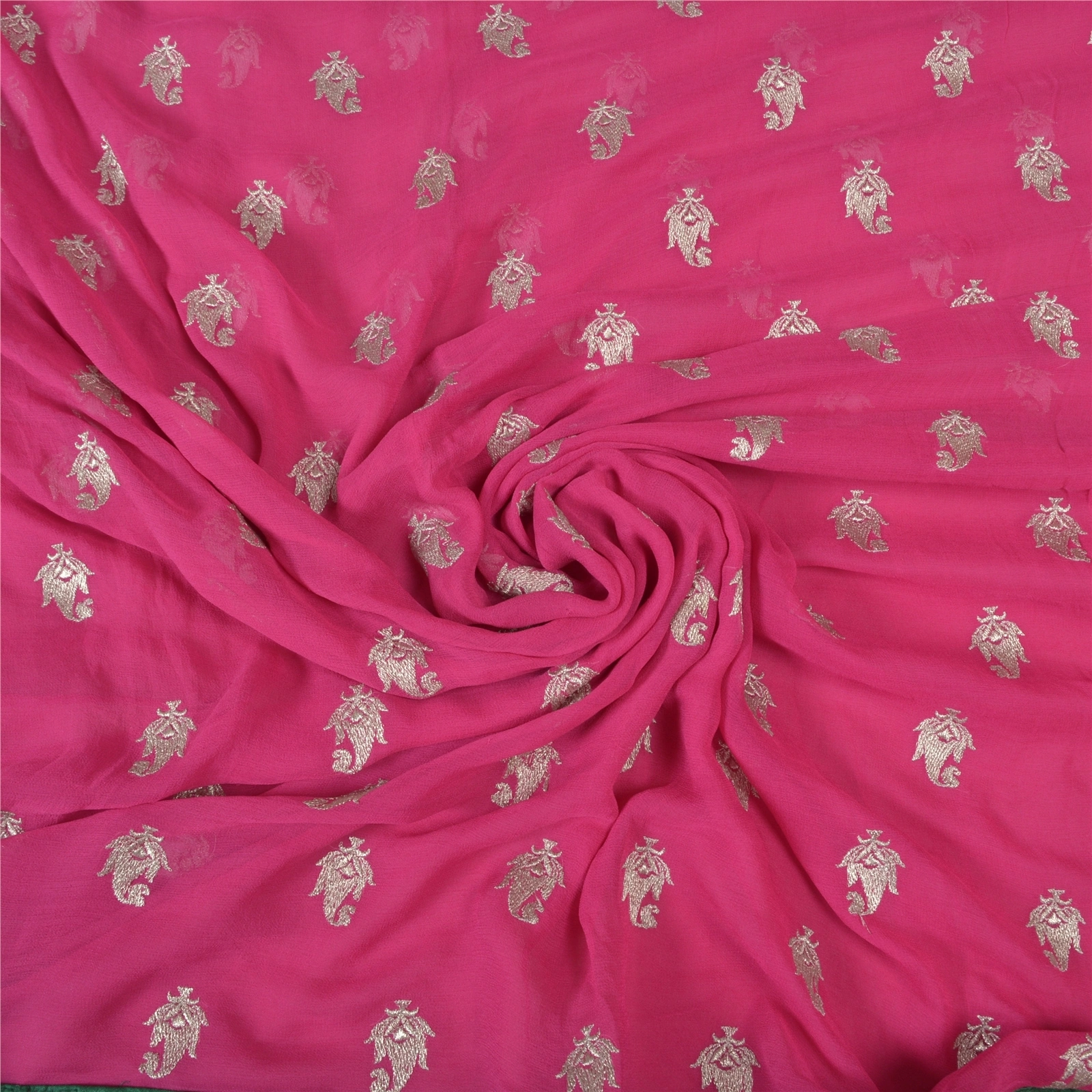 Sanskriti Vintage Bollywood Sarees Pure Georgette Silk Embroidered Sari Fabric, PS-56246-Pink-Thread Work-100% Pure Georgette Silk-6