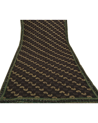 Sanskriti Vintage Black Saree Pure Georgette Silk Handmade Bollywood Sari Fabric, PS-56304-Black-Zari Work-100% Pure Georgette Silk-8