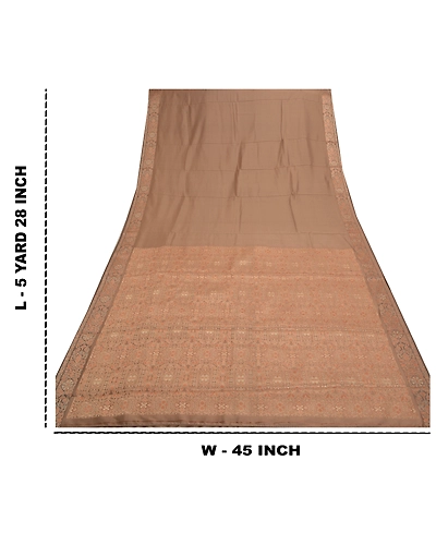 Sanskriti Vintage Brown Saree Art Silk Woven Premium Indian Sari Craft Fabric, PS-56305-Shade Of Brown-Woven Work-Art (Artificial) Silk-1