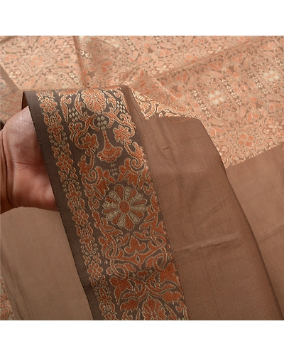 Sanskriti Vintage Brown Saree Art Silk Woven Premium Indian Sari Craft Fabric, PS-56305-Shade Of Brown-Woven Work-Art (Artificial) Silk-4