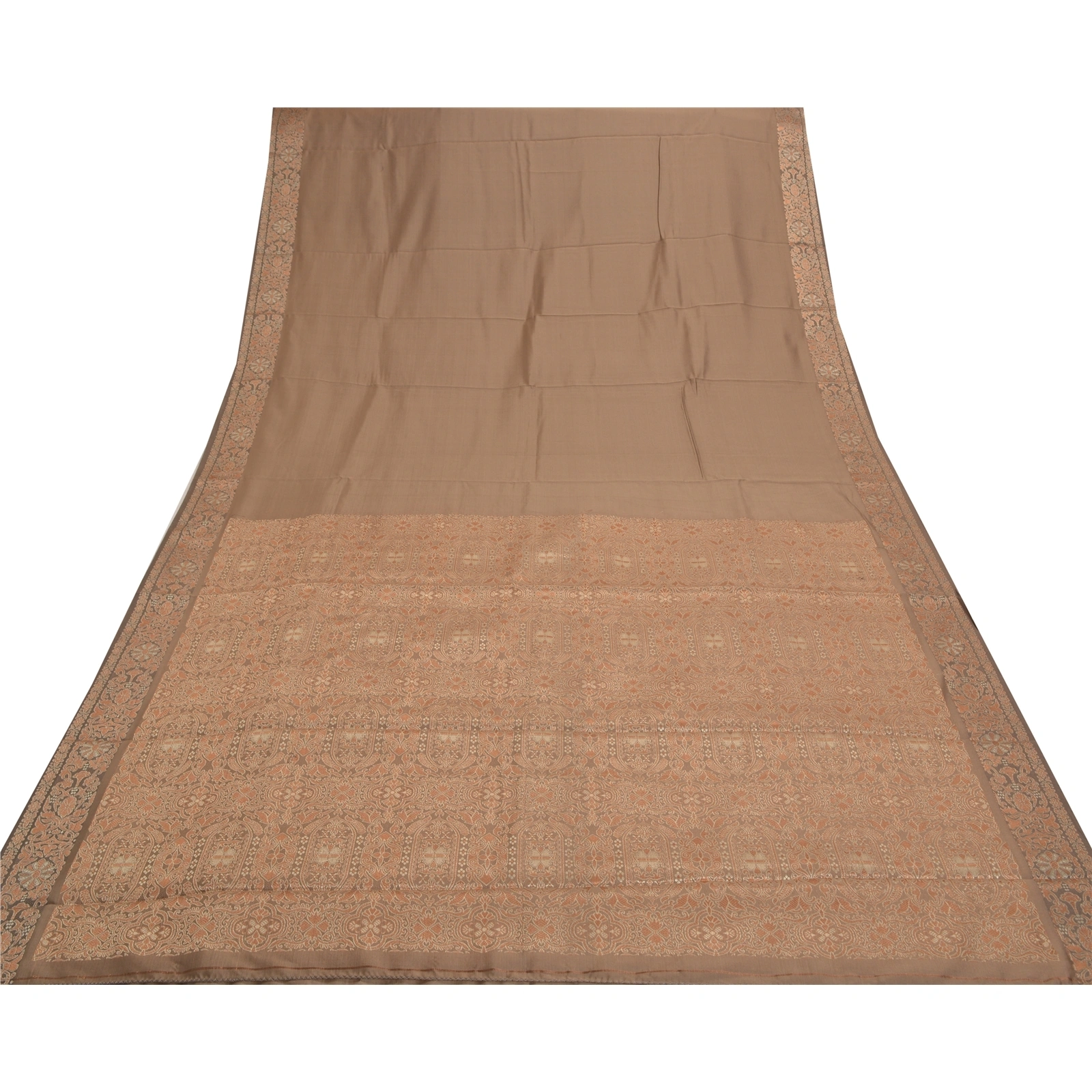 Sanskriti Vintage Brown Saree Art Silk Woven Premium Indian Sari Craft Fabric, PS-56305-Shade Of Brown-Woven Work-Art (Artificial) Silk-8