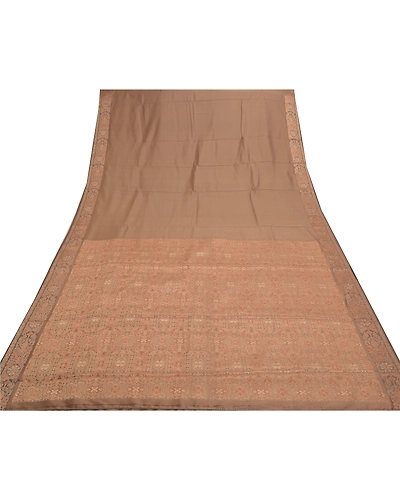 Sanskriti Vintage Brown Saree Art Silk Woven Premium Indian Sari Craft Fabric, PS-56305-Shade Of Brown-Woven Work-Art (Artificial) Silk-8