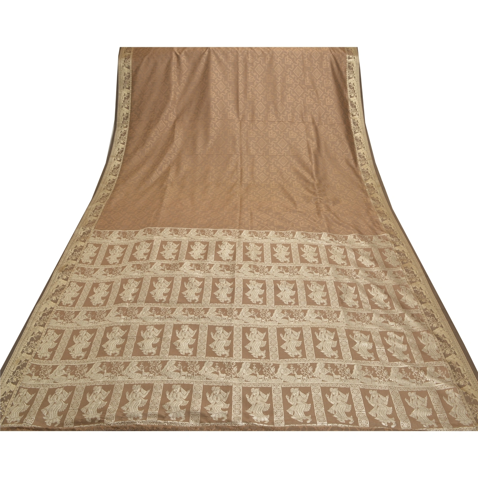 Sanskriti Vintage Brown Sarees Art Silk Woven Baluchari Premium Sari Fabric, PS-56406-Brown-Woven Work-Art (Artificial) Silk-8