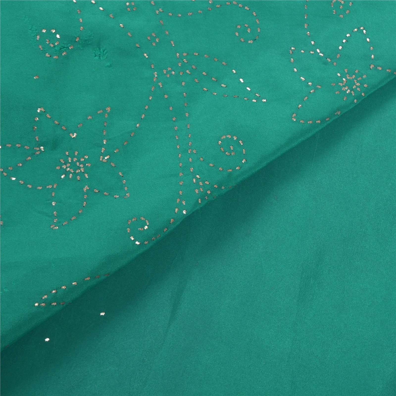 Sanskriti Vintage Green Sarees Art Silk Handmade Mukesh Work Premium Sari Fabric, PS-56462-Green-Mukesh Work-Art (Artificial) Silk-2