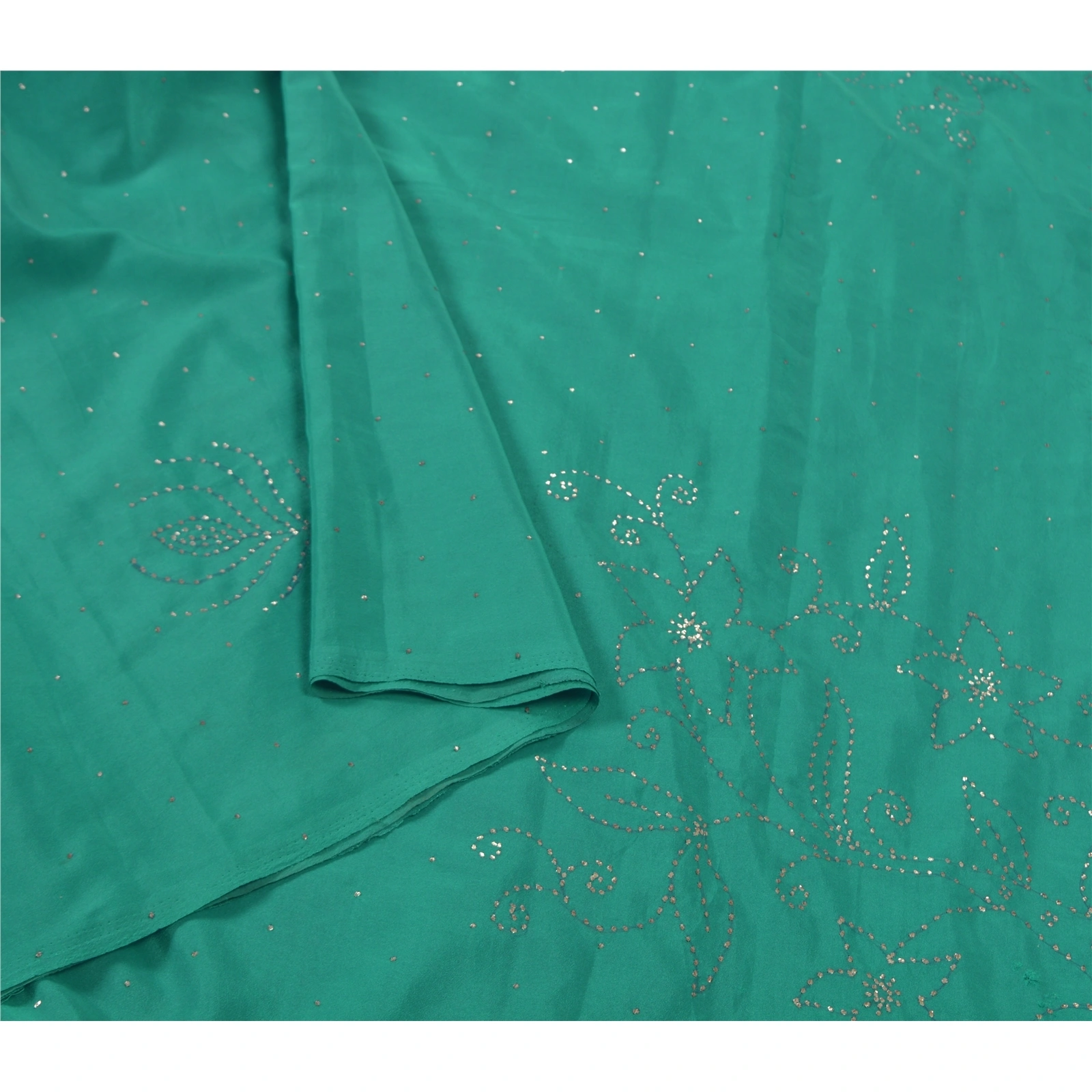 Sanskriti Vintage Green Sarees Art Silk Handmade Mukesh Work Premium Sari Fabric, PS-56462-Green-Mukesh Work-Art (Artificial) Silk-9