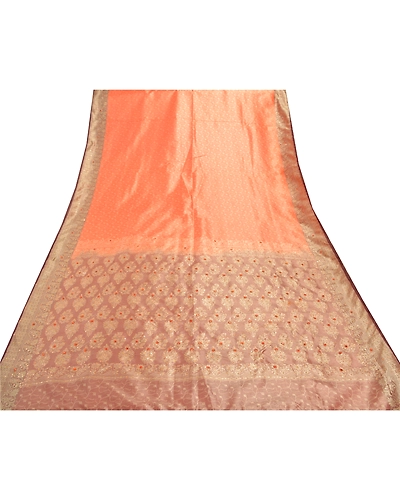 Sanskriti Vintage Orange Sarees Art Silk Hand Beaded Woven Sari Premium Fabric, PS-56510-Mauve &amp; Orange-Beaded Work-Art (Artificial) Silk-8