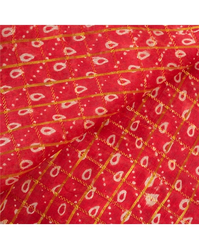 Sanskriti Vintage Red Sarees 100% Pure Silk Woven Printed Premium Sari Fabric, PS-56512-Red-Printed Work-100% Pure Silk-2
