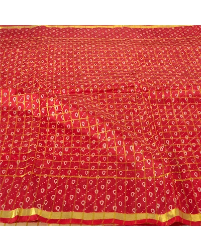 Sanskriti Vintage Red Sarees 100% Pure Silk Woven Printed Premium Sari Fabric, PS-56512-Red-Printed Work-100% Pure Silk-3