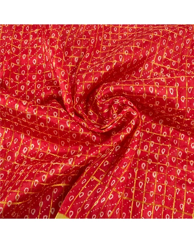 Sanskriti Vintage Red Sarees 100% Pure Silk Woven Printed Premium Sari Fabric, PS-56512-Red-Printed Work-100% Pure Silk-6