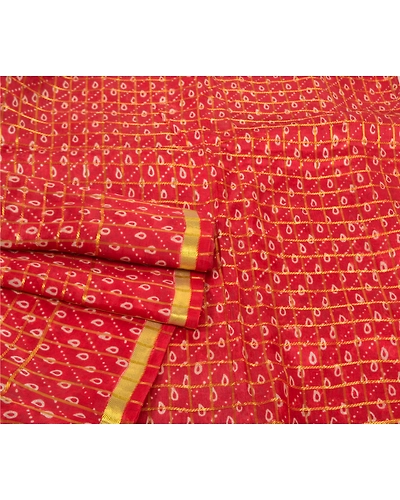 Sanskriti Vintage Red Sarees 100% Pure Silk Woven Printed Premium Sari Fabric, PS-56512-Red-Printed Work-100% Pure Silk-7
