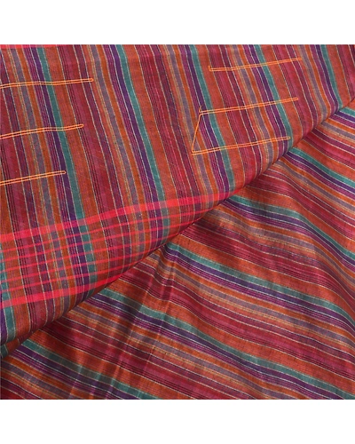 Sanskriti Vintage Indian Sari Art Silk Bengali Woven Tant Sarees 5 Yard Fabric, PS-56560-Multi Color-Woven Work-Art (Artificial) Silk-2