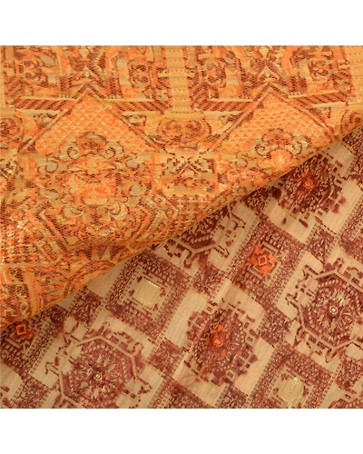 Sanskriti Vintage Cream Sarees 100% Pure Cotton Woven Sari Cultural 5 Yd Fabric, PS-56576-Cream-Woven Work-100% Pure Cotton-2