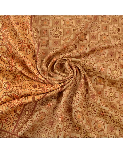 Sanskriti Vintage Cream Sarees 100% Pure Cotton Woven Sari Cultural 5 Yd Fabric, PS-56576-Cream-Woven Work-100% Pure Cotton-6