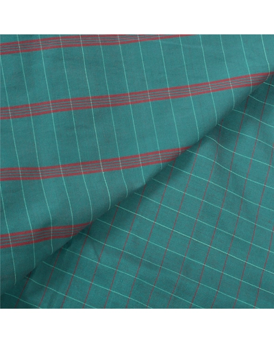 Sanskriti Vintage Grey Sarees Blend Cotton Woven Chettinad Sari Zari Fabric, PS-56648-Green-Woven Work-Blend Cotton-2