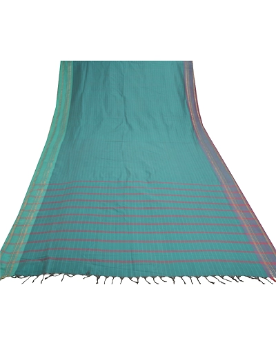 Sanskriti Vintage Grey Sarees Blend Cotton Woven Chettinad Sari Zari Fabric, PS-56648-Green-Woven Work-Blend Cotton-8