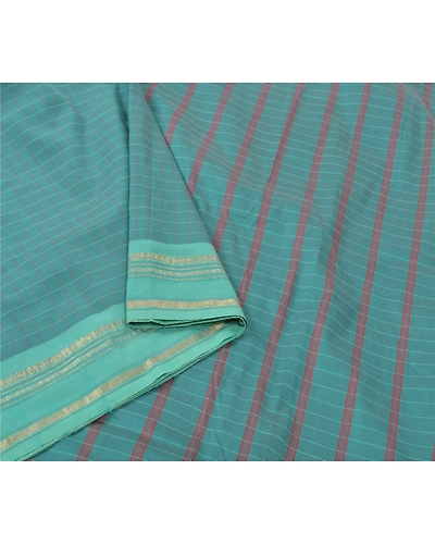 Sanskriti Vintage Grey Sarees Blend Cotton Woven Chettinad Sari Zari Fabric, PS-56648-Green-Woven Work-Blend Cotton-9