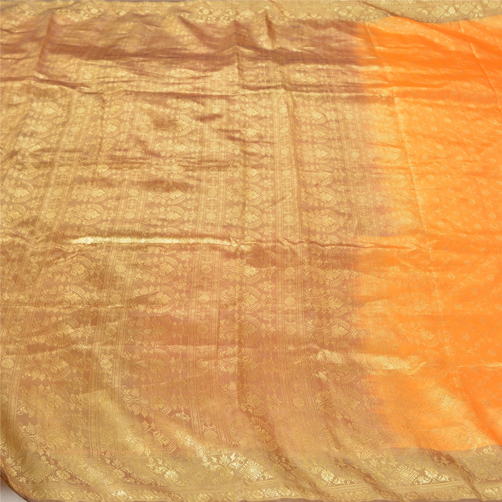 Sanskriti Vintage Saffron Sarees Art Silk Woven Kanjivaram Sari Zari Fabric, PS-56652-Shade Of Saffron &amp; Golden-Zari Work-Art (Artificial) Silk-3