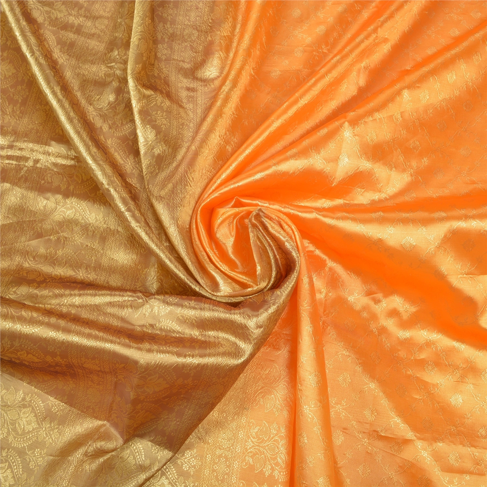 Sanskriti Vintage Saffron Sarees Art Silk Woven Kanjivaram Sari Zari Fabric, PS-56652-Shade Of Saffron &amp; Golden-Zari Work-Art (Artificial) Silk-6